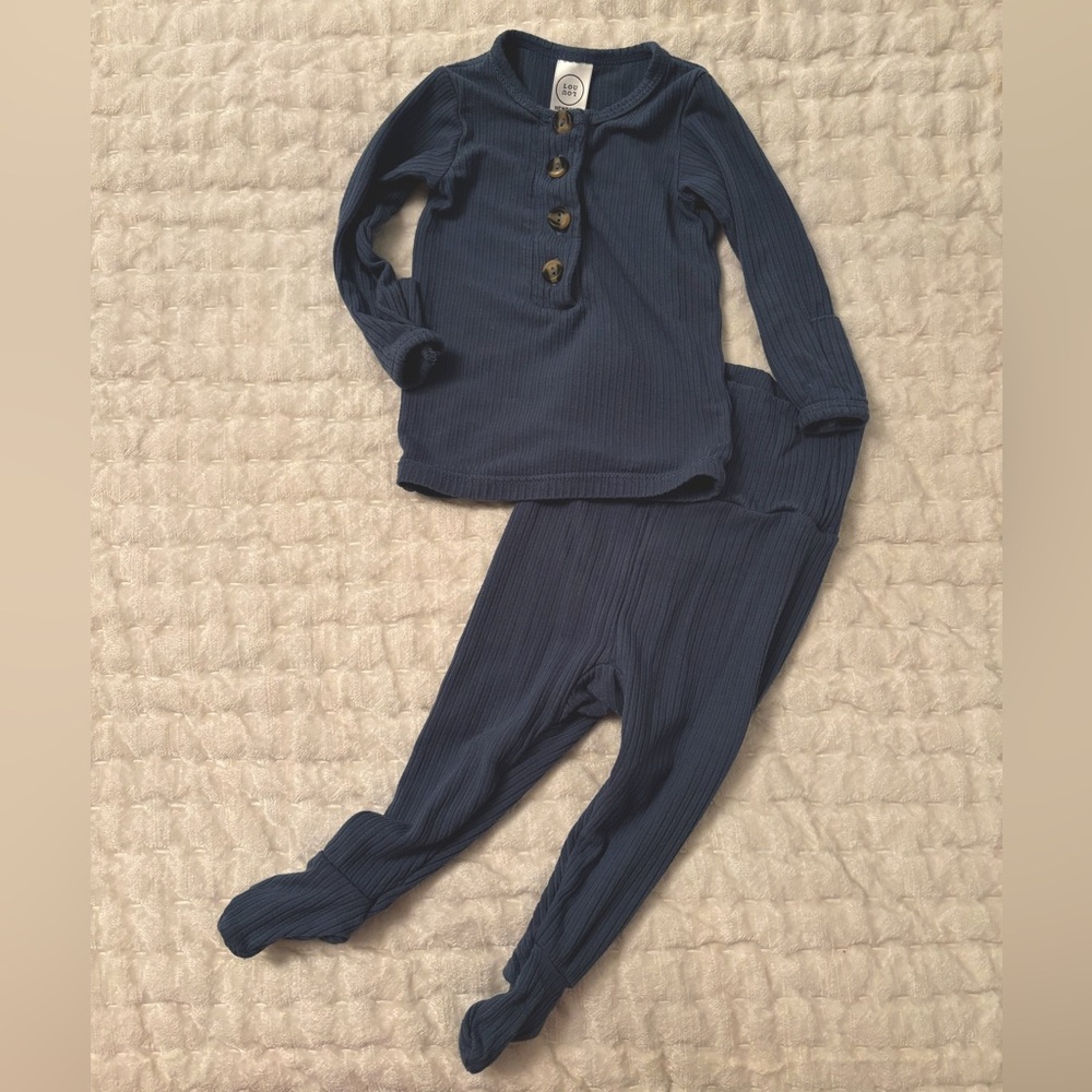 Light Blue Ribbed Lou Lou and Company Top and Bottom Set